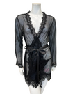 Oh La La Cheri 94-11136X Black Whip Eyelash Sheer Lace Robe with G-String myselflingerie.com