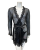 Oh La La Cheri 94-11136 Black Whip Eyelash Sheer Lace Robe with G-String myselflingerie.com