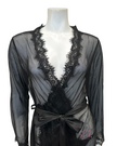 Oh La La Cheri 94-11136 Black Whip Eyelash Sheer Lace Robe with G-String myselflingerie.com