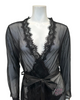 Oh La La Cheri 94-11136X Black Whip Eyelash Sheer Lace Robe with G-String myselflingerie.com