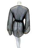 Oh La La Cheri 94-11174 Black Tulle Short Robe and Satin Sash myselflingerie.com