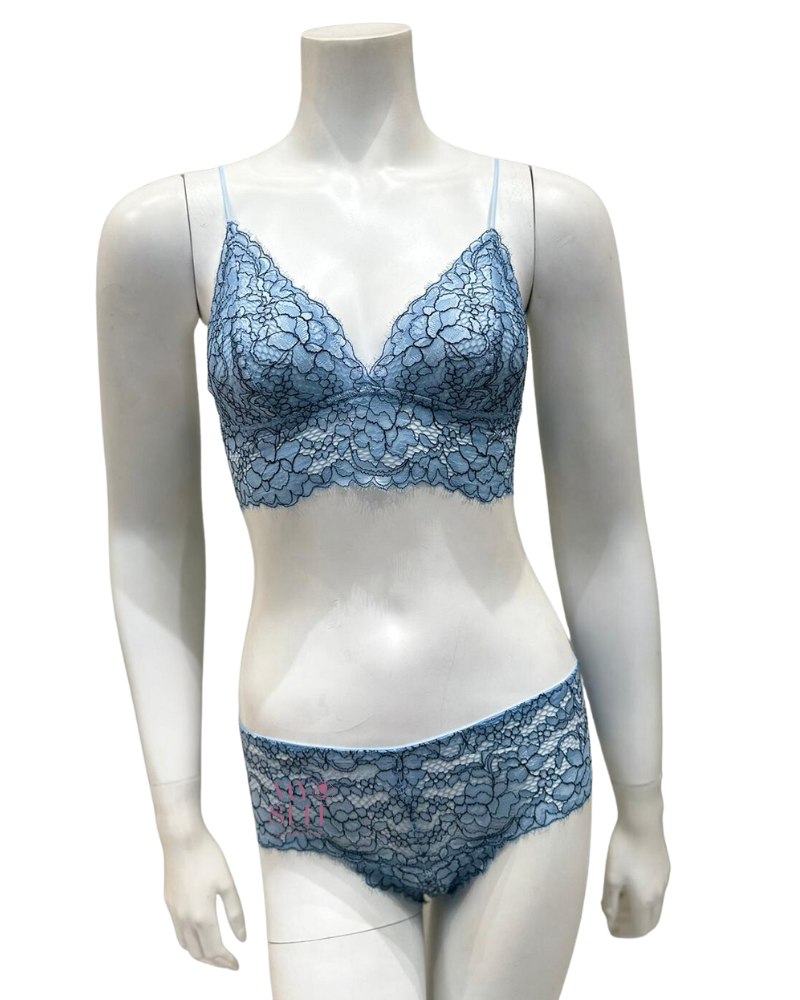 Cosabella PRETA1301 + 0721 Aasmani Blue/Navy Blue Pret A Porter Bralette Set myselflingerie.com