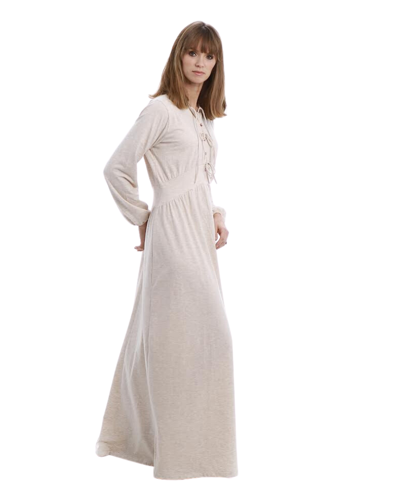Rojo London Lotte Morning Grey Bow Button Down Modal Nightgown myselflingerie.com
