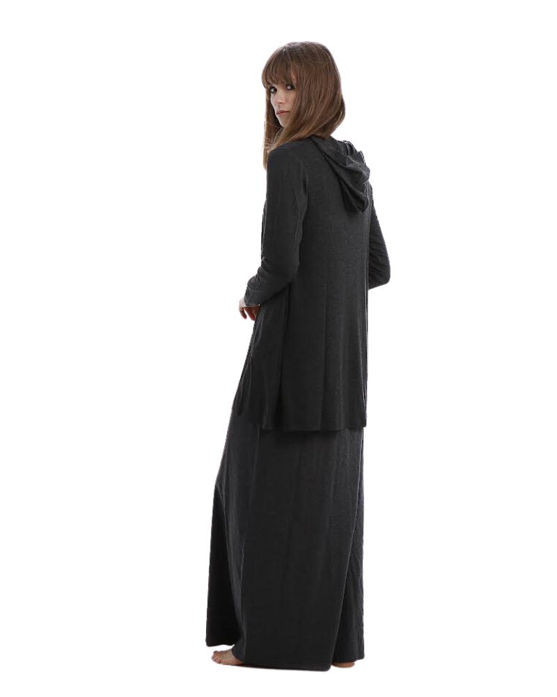 Rojo London Janna Charcoal Grey Hooded Nightgown & Hoodie Set