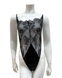 Oh La La Cheri 40-11440 Black Lace Teddy & Satin Robe with Lace Sleeves myselflingerie.com