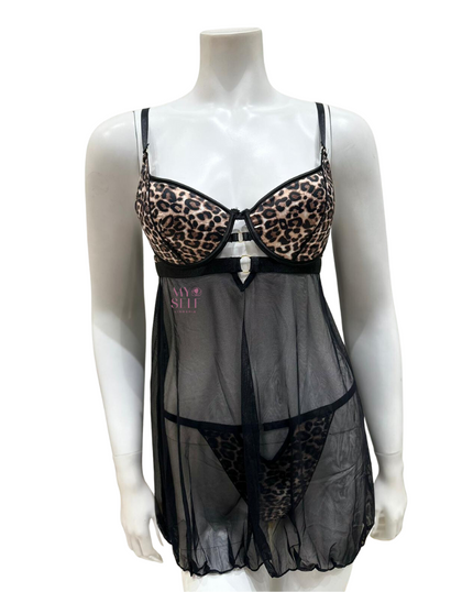 Oh La La Cheri 72-11804 Leopard Print Underwire Molded Cup Chemise myselflingerie.com