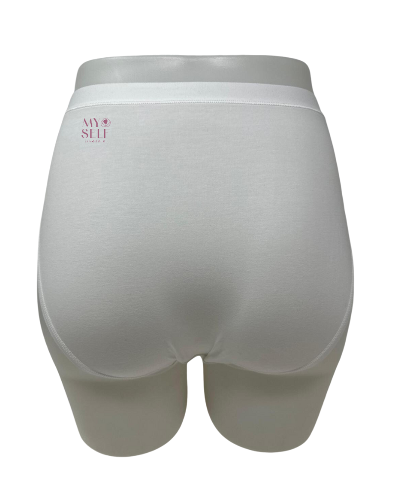 Wacoal 879362 White Understated Hi Cut Cotton Brief myselflingerie.com