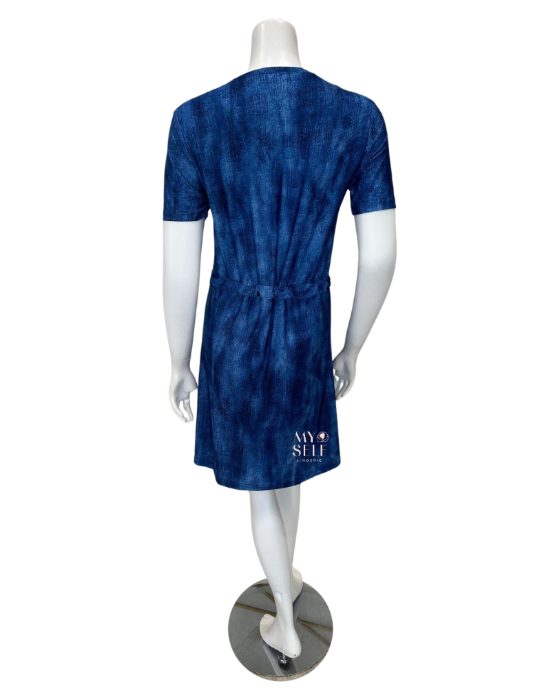 Seashells S5507 Denim Short Sleeve Swim Dress with Shorts Attached myselflingerie.com