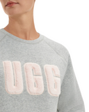 UGG 1123718 Grey Heather/Sonora Fuzzy Logo Crewneck Sweater myselflingerie.com