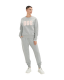 UGG 1123718 Grey Heather/Sonora Fuzzy Logo Crewneck Sweater myselflingerie.com