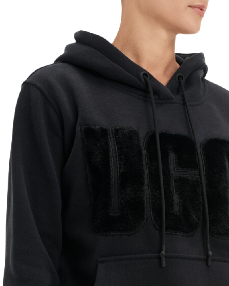 UGG 1121385 Black Rey Fuzzy Logo Hoodie myselflingerie.com
