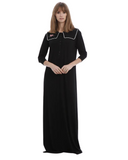 Rojo London Tudor Embroidered Black Button Down Modal Nightgown & Hoodie Set myselflingerie.com