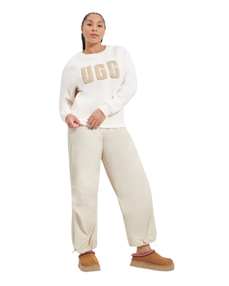 UGG 1123718 Nimbus/Sand Madeline Fuzzy Logo Crewneck Sweater myselflingerie.com