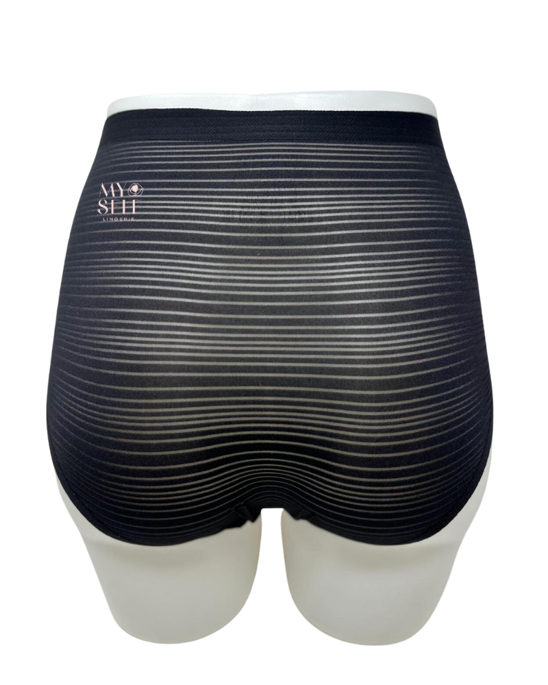 Chantelle 20D7 Black Shiny Strips One Size Fits All Brief myselflingerie.com