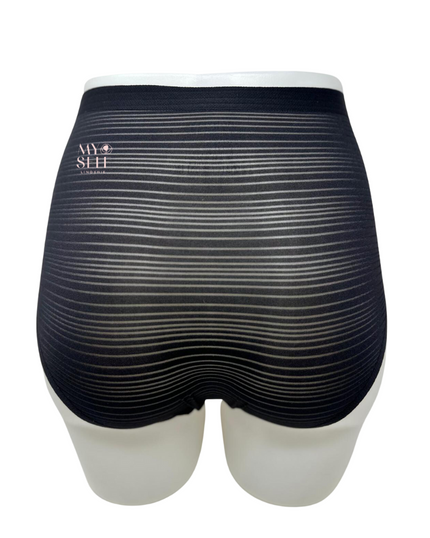 Chantelle 20D7 Black Shiny Strips One Size Fits All Brief myselflingerie.com