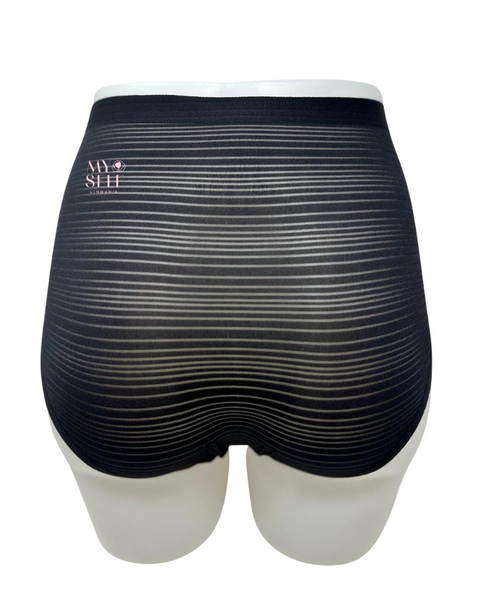 Chantelle 20D7 Black Shiny Strips One Size Fits All Brief myselflingerie.com