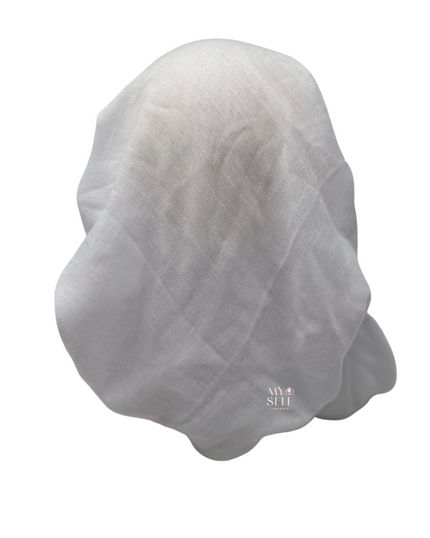 Atifa AT17TWWH White Tweed Pre-Tied Bandanna with Velvet Grip myselflingerie.com