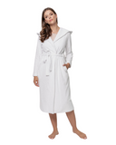 Oh! Zuza R03 White Ribbed Knee Length Cotton Terry Wrap Robe myselflingerie.com
