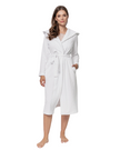 Oh! Zuza R03 White Ribbed Knee Length Cotton Terry Wrap Robe myselflingerie.com
