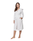 Oh! Zuza R03 White Ribbed Knee Length Cotton Terry Wrap Robe myselflingerie.com