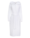 Oh! Zuza R03 White Ribbed Knee Length Cotton Terry Wrap Robe myselflingerie.com