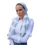 Scarf Bar White Hearts Classic Pre-Tied Bandanna with Full Grip myselflingerie.com