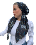 Scarf Bar Black Mockingbird Floral Classic Pre-Tied Bandanna with Full Grip myselflingerie.com