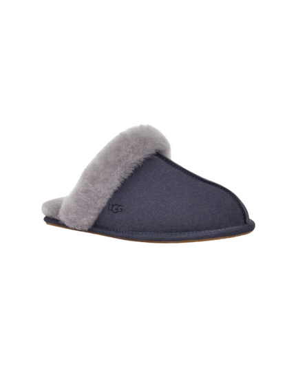 UGG 1106872 Scuffette II Eve Blue / Lighthouse Suede Slipper with Fur Trim myselflingerie.com