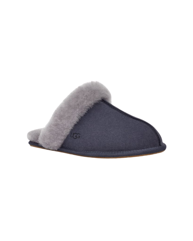 UGG 1106872 Scuffette II Eve Blue / Lighthouse Suede Slipper with Fur Trim myselflingerie.com