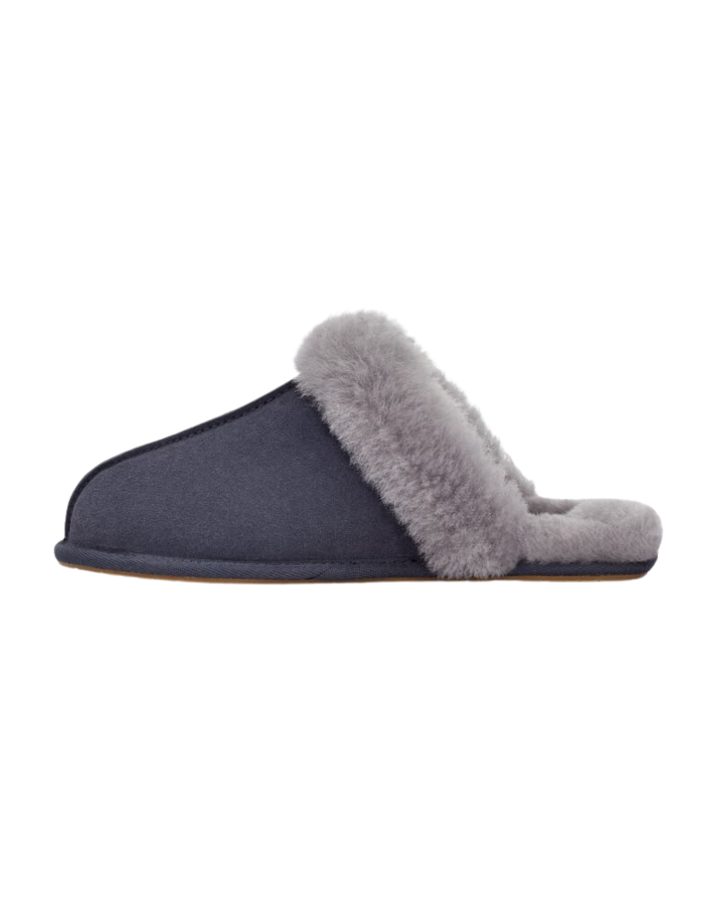 UGG 1106872 Scuffette II Eve Blue / Lighthouse Suede Slipper with Fur Trim myselflingerie.com