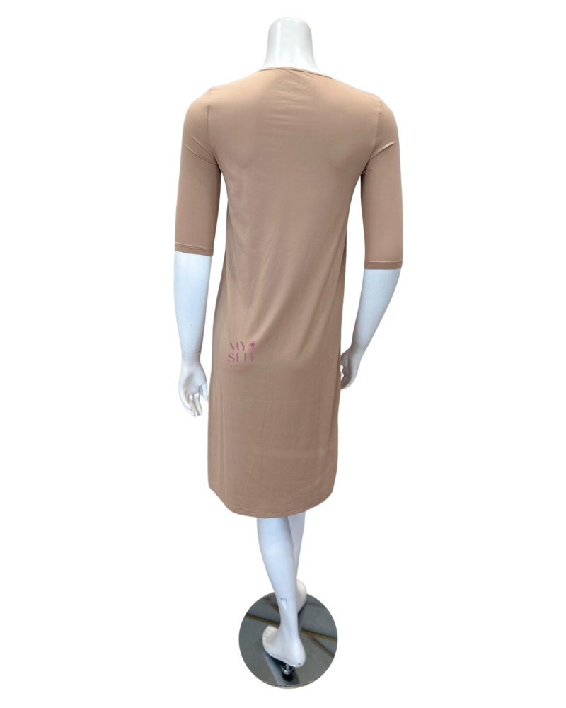 nude slip dress BASICbar Nude Long Sleeves Slip Dress / Tall Length