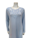 Verdiani 4015 Sky Blue Embroidered Lace Modal Nightgown myselflingerie.com