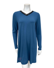 Jackie O'Loungewear NGHTSHRT-PERI Periwinkle V Neck Lace Long Sleeves Modal Nightshirt myselflingerie.com