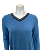 Jackie O'Loungewear NGHTSHRT-PERI Periwinkle V Neck Lace Long Sleeves Modal Nightshirt myselflingerie.com