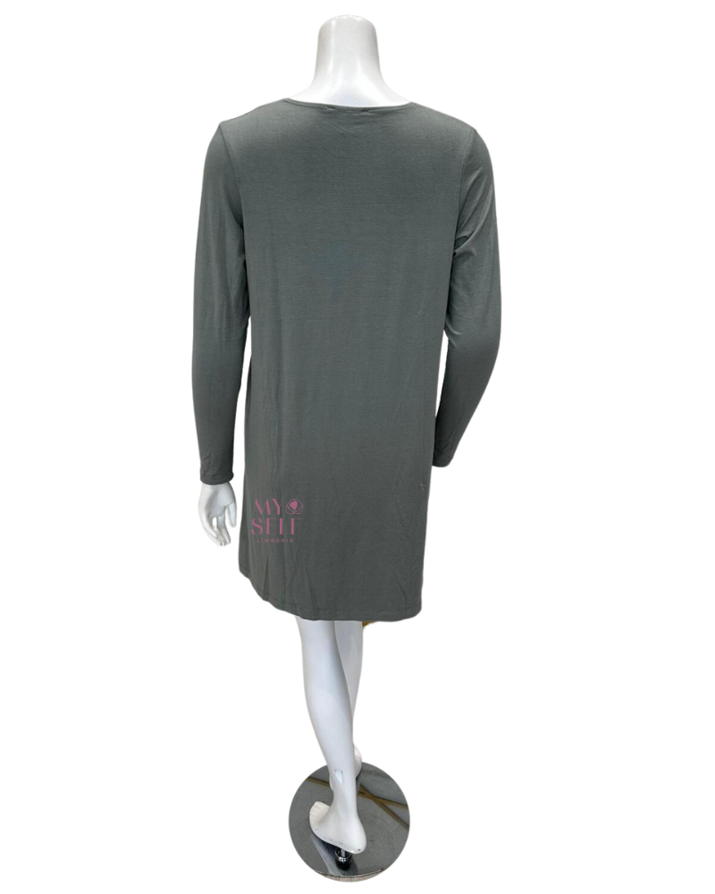 Jackie O'Loungewear NGHTSHRT-SEA Seafoam V Neck Lace Long Sleeves Modal Nightshirt myselflingerie.com