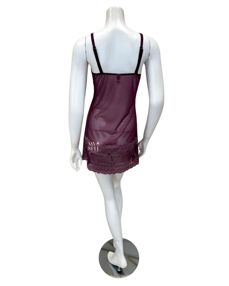 Wacoal 814191 Italian Plum/Valerian Embrace Lace Chemise myselflingerie.com