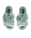 Memoi MZP05445 Sea Blue Beverly Fur Plush Slipper myselflingerie.com