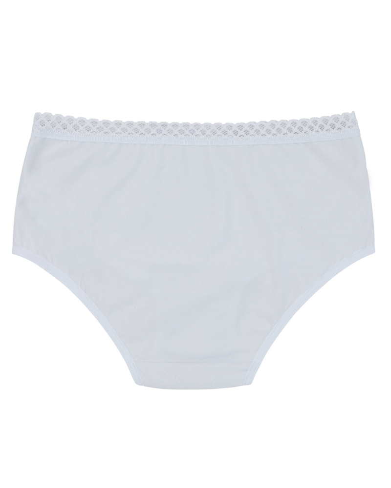 Buttermint BU501WT White Lace Trimmed Cotton Hipsters 3 Pack myselflingerie.com