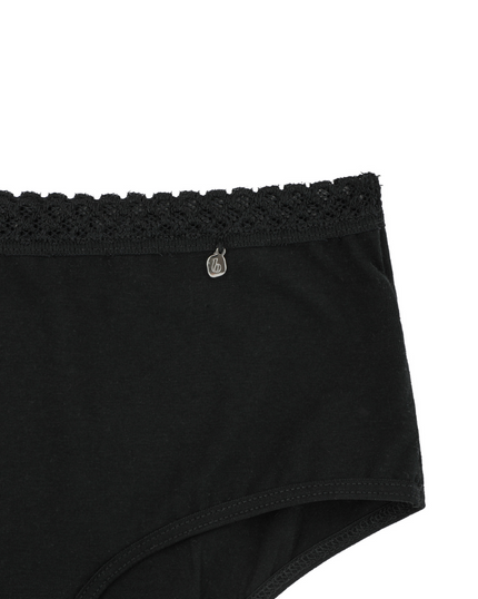 Buttermint BU501BK Black Lace Trimmed Cotton Hipsters 3 Pack myselflingerie.com