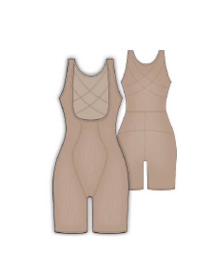 Gemsli SW0063 Beige Open Bust Powermesh Bodysuit with Legs myselflingerie.com