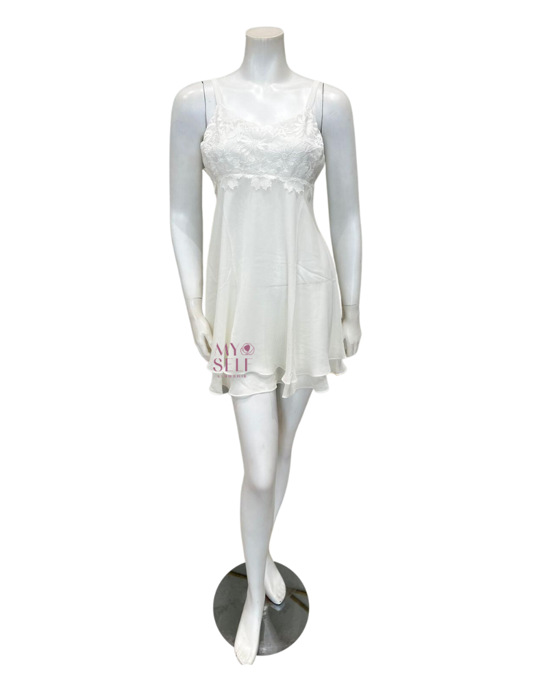 Rya Collection 786 + 787 Ivory Beloved Chiffon Chemise & Wrap Robe Set myselflingerie.com