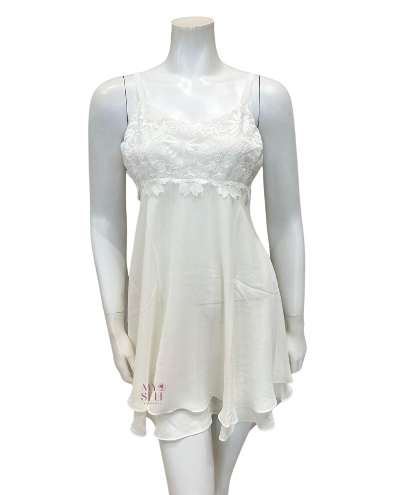 Rya Collection 786 + 787 Ivory Beloved Chiffon Chemise & Wrap Robe Set myselflingerie.com