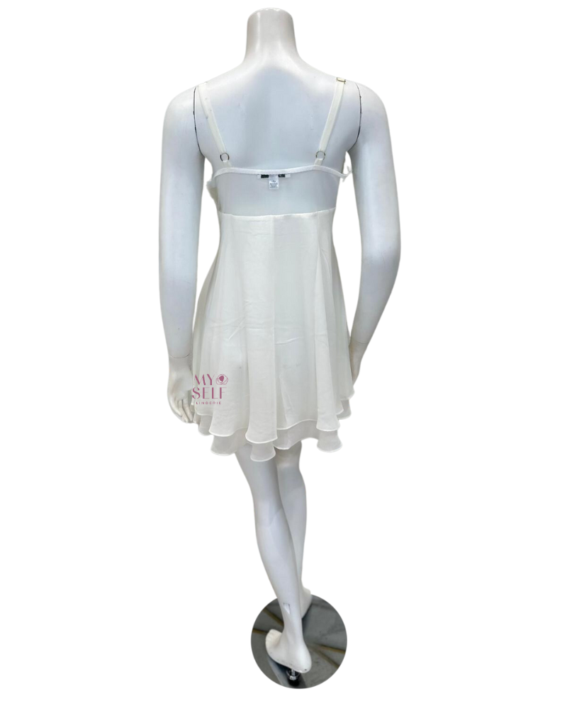 Rya Collection 786 + 787 Ivory Beloved Chiffon Chemise & Wrap Robe Set myselflingerie.com
