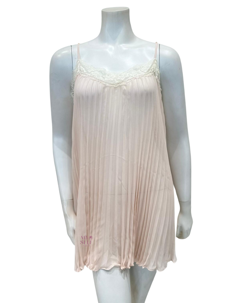 Rya Collection 114 Blush Or Chiffon Accordion Pleated Chemise myselflingerie.com