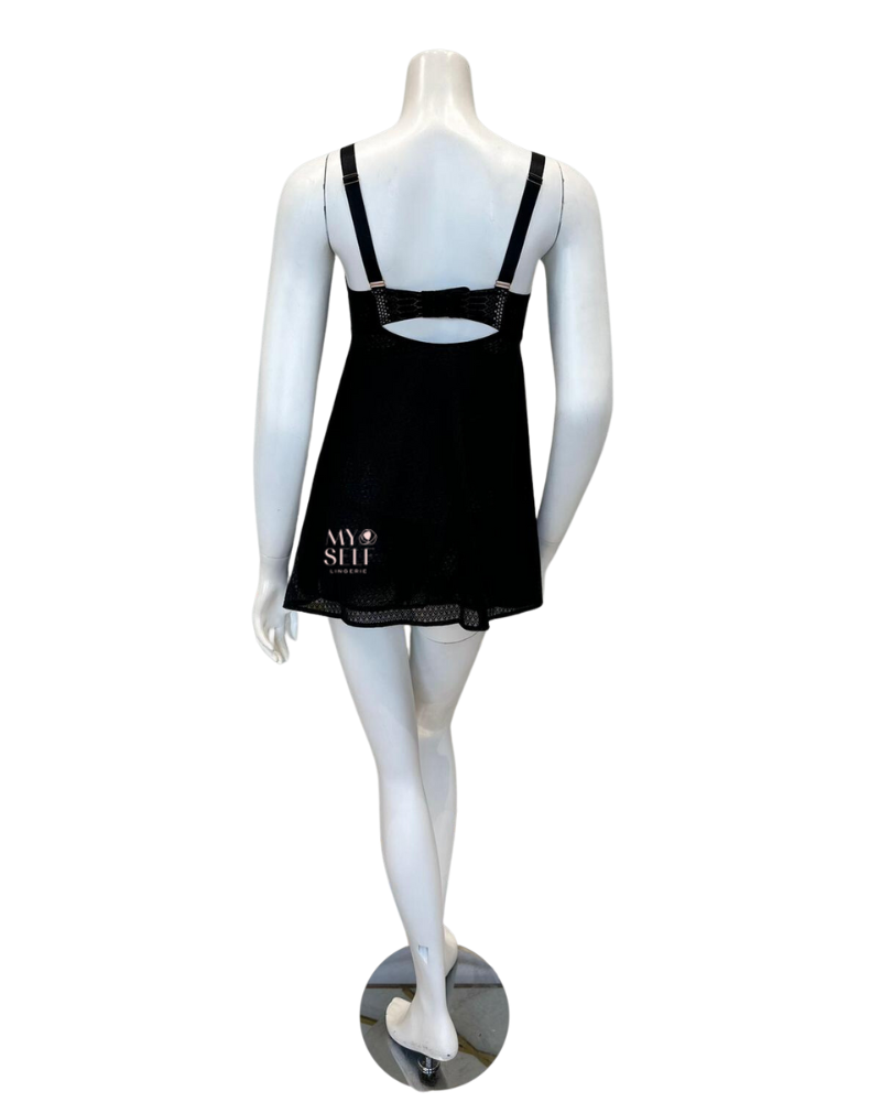 Montelle 9544 Black/Moonshell Simple Pleasures Balconette Chemise myselflingerie.com