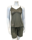 Fleurt 6125 Dusty Olive Whisper Pointelle Cami & Shorts Set myselflingerie.com