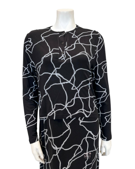 Velvet AJ1829 Black Silver Swirl Print Modal Nursing Nightgown myselflingerie.com