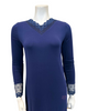 Oh! Zuza M4140 Navy Swirl Design Modest V Neck Modal Nightshirt myselflingerie.com