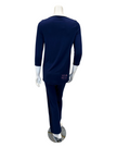 Oh! Zuza M4144 Navy Swirl Design Lace Trimmed Modal Pajamas Set myselflingerie.com