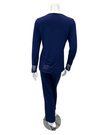 Oh! Zuza M4141 Navy Swirl Design Lace V Neck Modal Pajamas Set myselflingerie.com